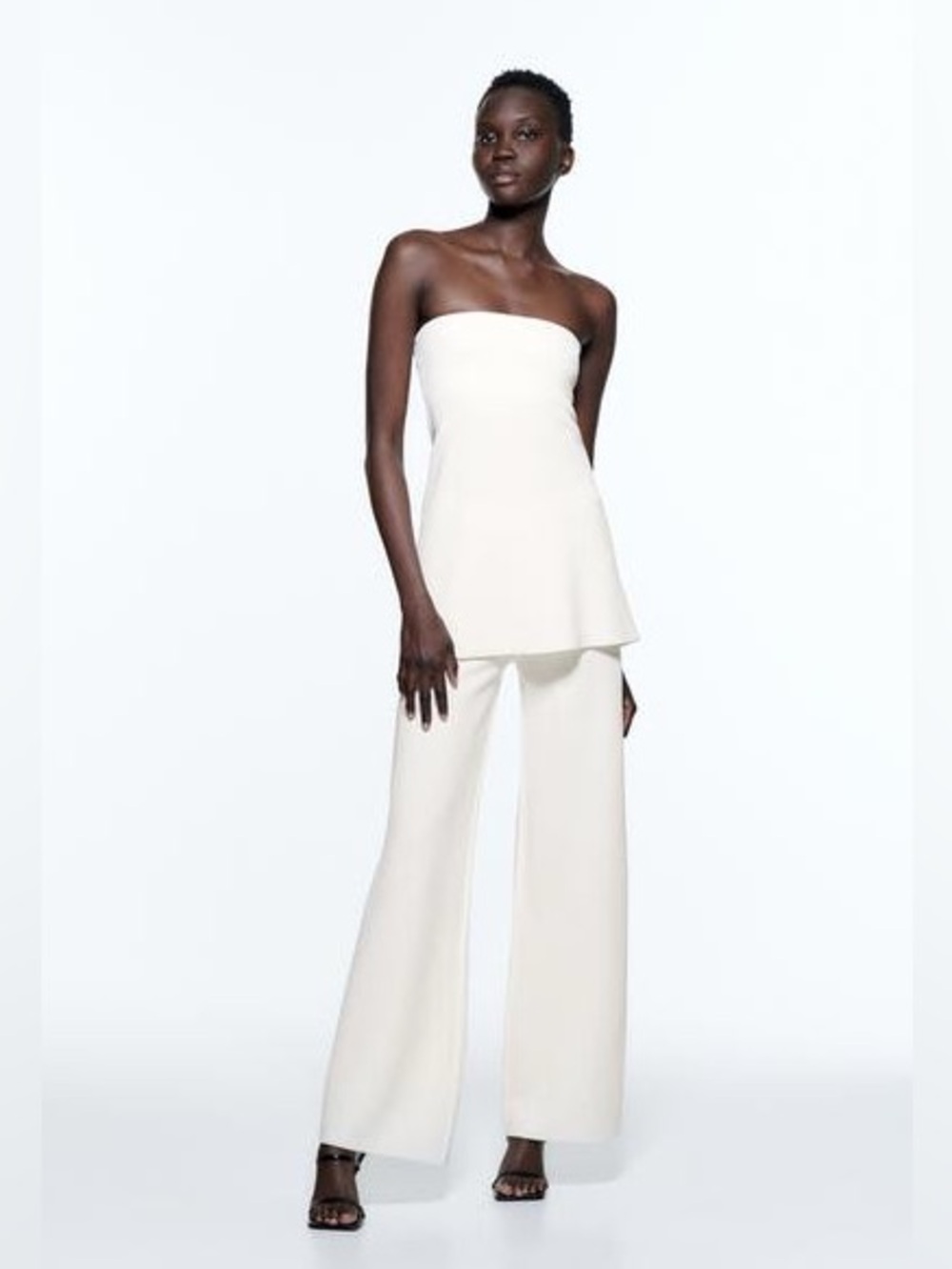 Zara Knit Palazzo Pants White S NWT